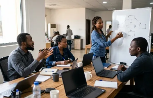 Team working on a client project